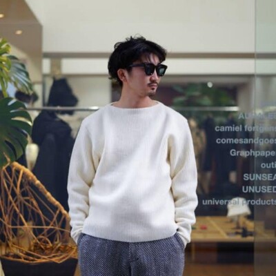 トップス AURALEE Milled French Merino Rib Knit AURALEE】 MILLED FRENCH MERINO RIB KNIT ZIP P/OTENSE WOOL