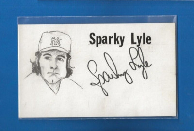 Sparky Lyle signed original set art / 1975 Mengler card set - 1 of 1- Yankees!