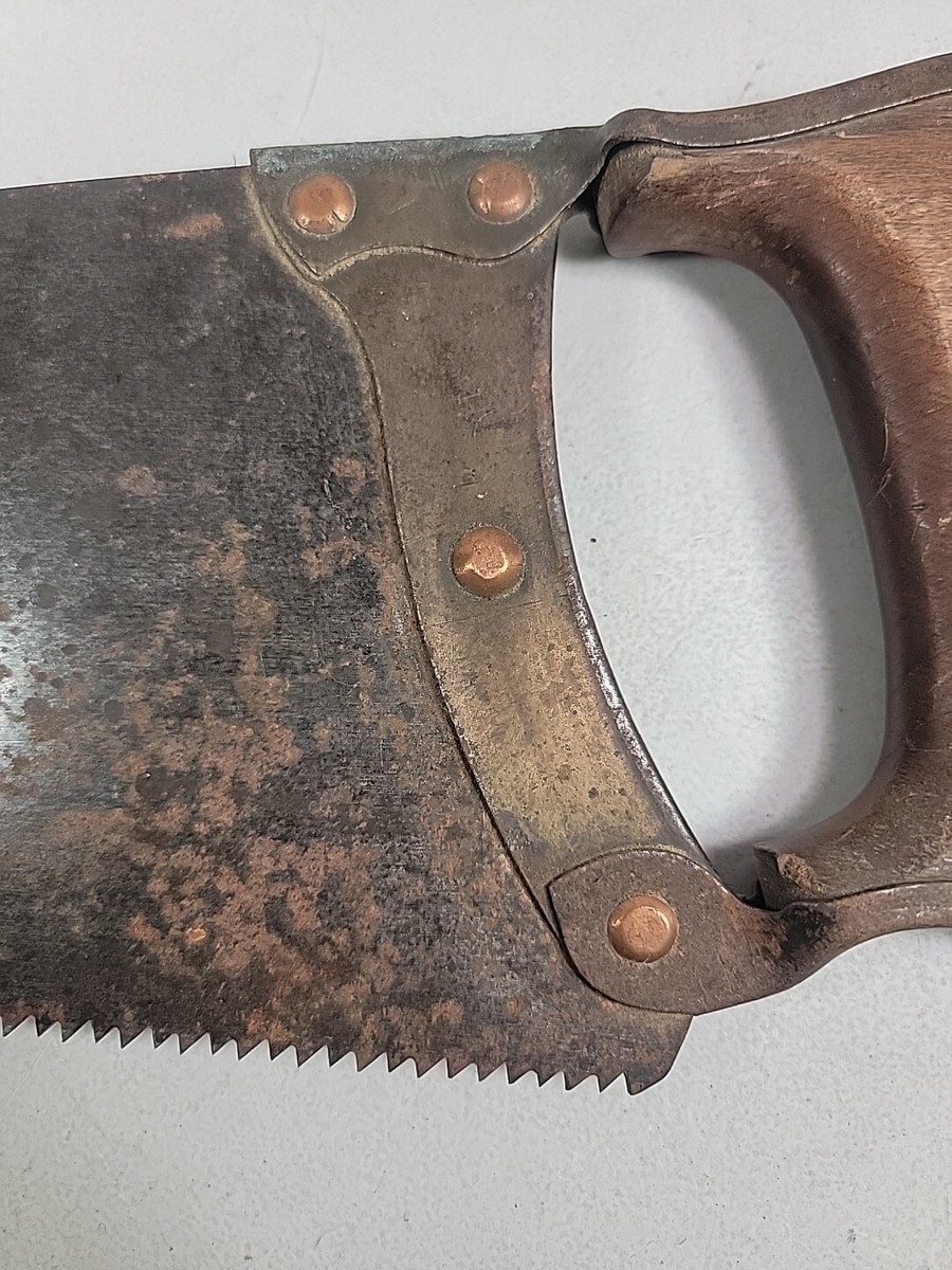 RARE UNUSUAL VINTAGE HENRY DISSTON & SON HAND SAW W/ RIVETED