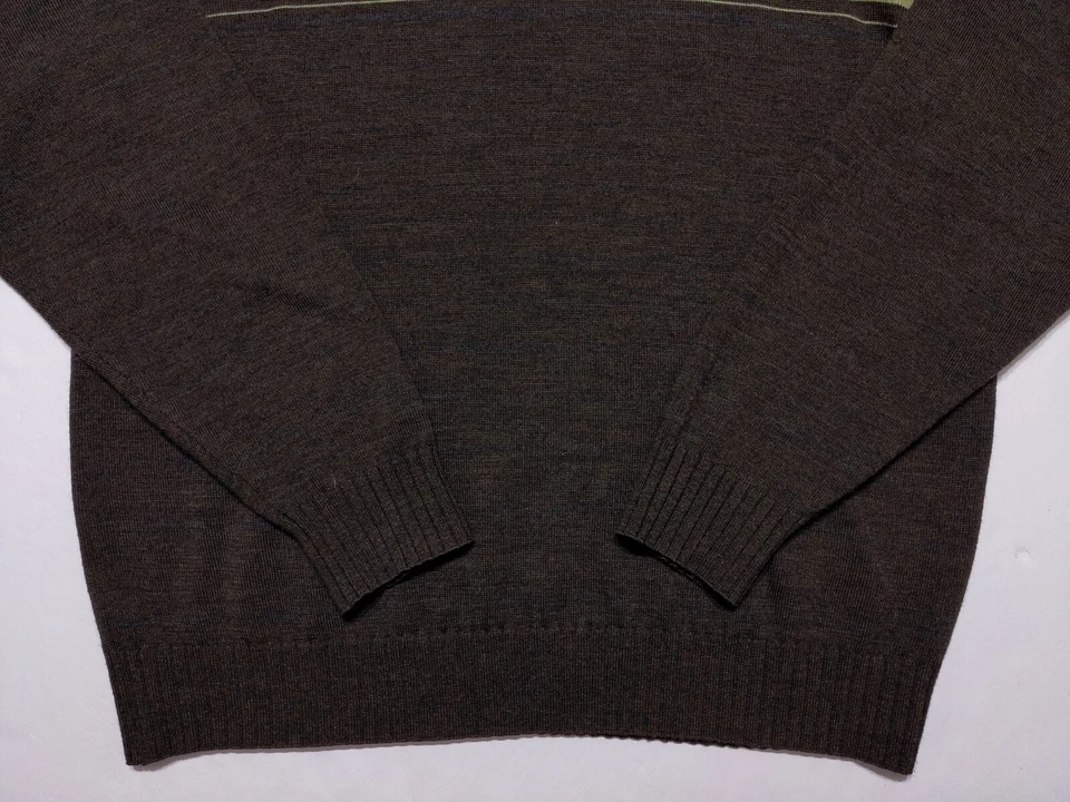 NIKE TIGER WOODS 1/2 Zip 100% Merino Wool Sweater 336856 Brown Green Large L - Image 4 of 4