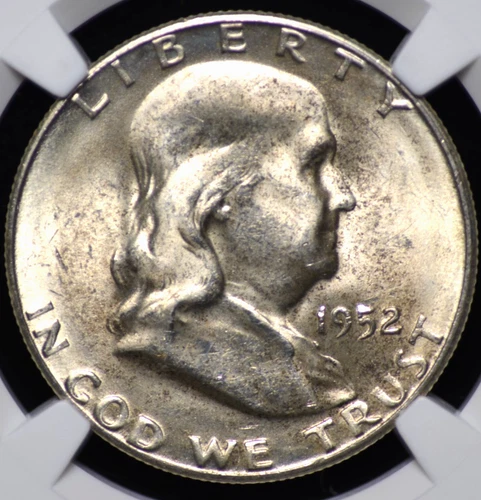 1952 S FRANKLIN HALF DOLLAR NGC MS 63 NICE SHIMMERY SLIGHTLY OFF WHITE LUSTER,