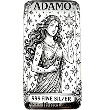 10 oz Silver Art Bar 999 - Stars - Exclusive Ltd. Edition - Adamo Metals 65.42 per troy oz