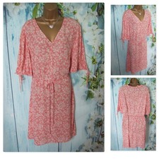 NEW LADIES F&F DRESS SIZE 20, Pink & Cream Floral Summer Tea Day belted Dress