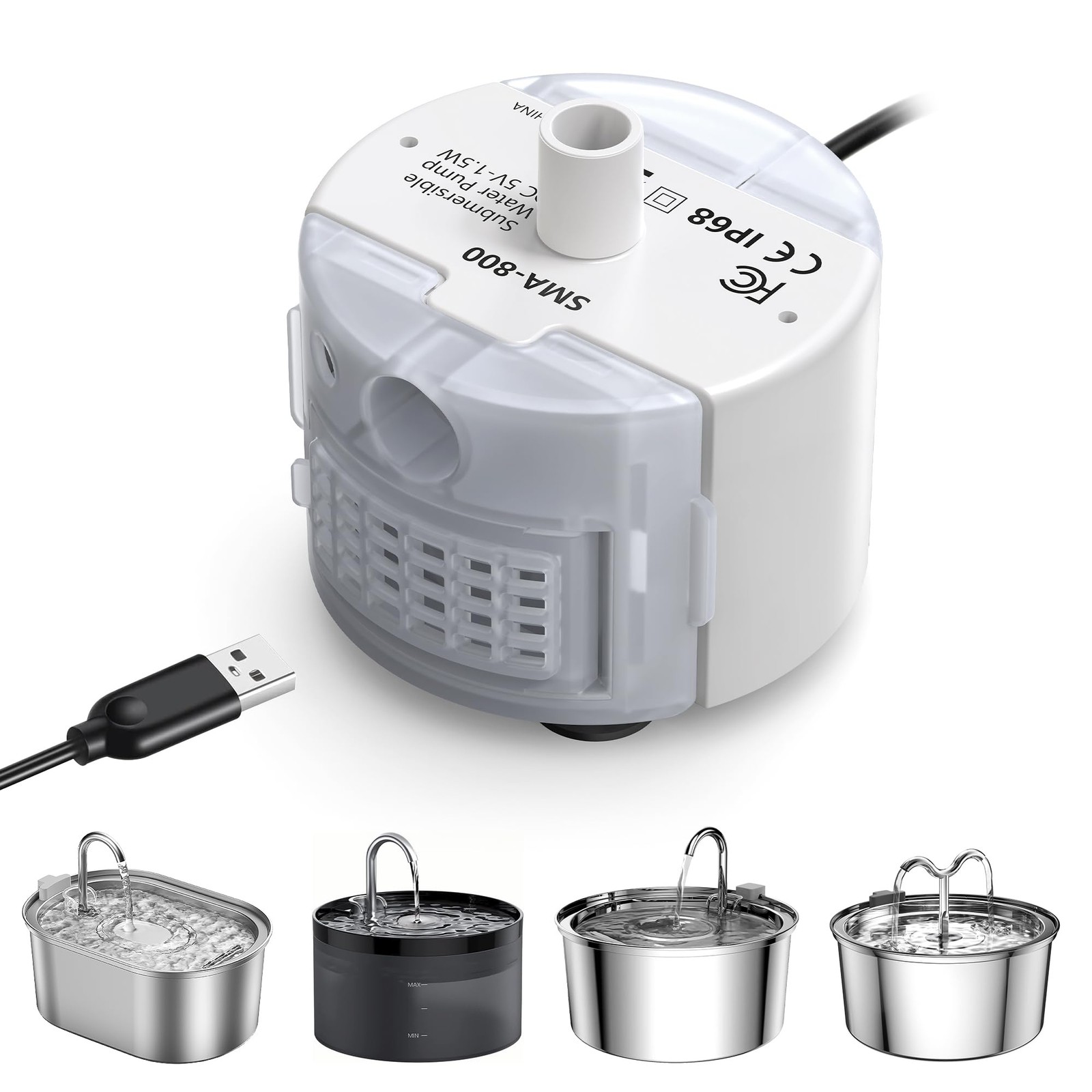 Pompe fontaine pour animaux submersible compacte basse consommation 5V
