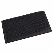 BOTTEGA Veneta Wallet Long Bill Purse Intrecciato Men Black Used MOLO-0