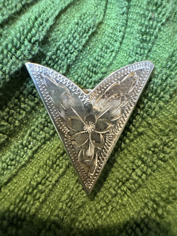 VTG STERLING Silver Stamped Western Collar Tip SINGLE 6g Hand Engraved Design