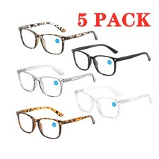 5 Pack Reading Glasses Anti Blue Light Retro Women Men Reader Spring Hinge
