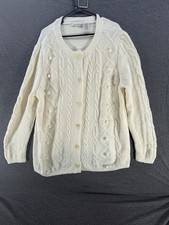 White Stag Cardigan Sweater XL 16/18 Cable Knit Button Front Ivory Women  s Coz