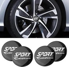 4PCS Wheel Hub Center Caps Stickers, 56mm 2.23in Center Cap Color: SPORT Black