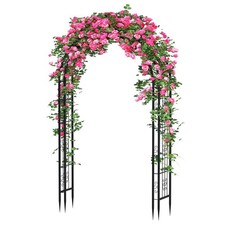 Arbuxzuy 88in Steel Garden Arch Arbor Trellis for Climbing Medium, Black