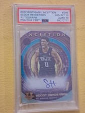 SCOOT HENDERSON AUTOGRAPHED 10 PSA GEM MT 10 . DNA CERTIFIED 2022 BOWMAN U...