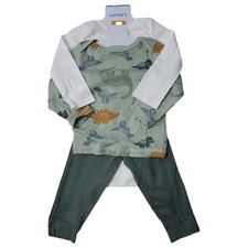 Carter's Boys 3-Piece Long Sleeve Bodysuit Pant Set Green Dinosaur, 12M