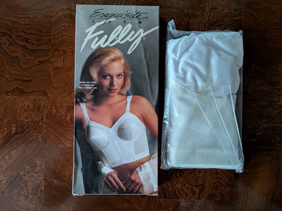 NOS Vintage Exquisite Fully Longline Wire Free 5552 Full Cup White Bra   44 D