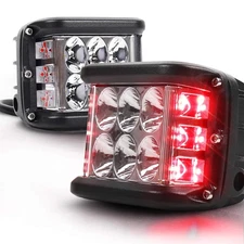 Dual Side Shooter LED Pod Lights, 4 inch LED Light Pods with DRL Red Solid&St...