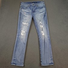 BKE Jake Straight Jeans Mens 34x32 Light Wash Blue Distressed Stretch