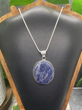 20 Necklace 1.85 Sodalite Gemstone Pendant 925 Silver Plated New B7203