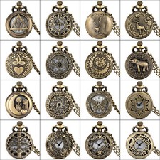 Quartz Pocket Watches with Sweater Chain Small Boy Girl Steampunk Bronze Gifts