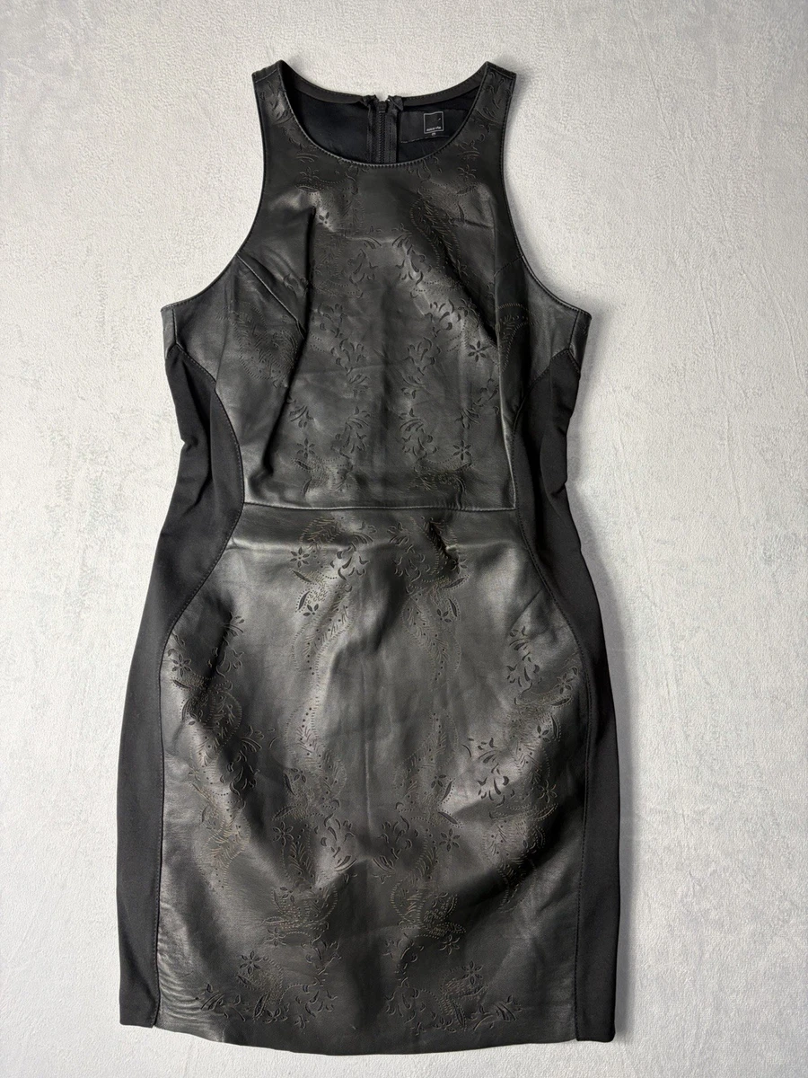 knee length dresses for ladies By Anthropologie Faux Leather One-Shoulder Asymmetrical Midi Dress main image 1