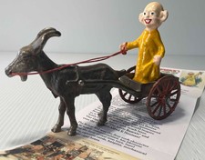 Antique 1905 Kenton Yellow Kid Cast Iron Goat Cart Toy Yellow Journalism