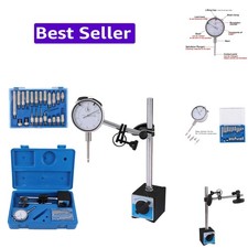 Dial Indicator with Magnetic Base Holder Fine Adjustable Long Arm 0-1" Magnet...