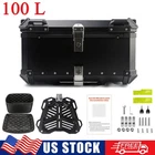 100L Aluminum Motorcycle Top Case Lock Trunk Luggage Tour Tail Tool Box Storage