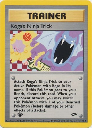 Pokemon Card - Gym Challenge 115/132 - KOGA'S NINJA TRICK (unc) *1st Edition* NM