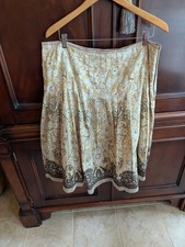 Women s TALBOTS Yellow, White Tan Brown Pleated Skirt Lined, Plus Sz 18