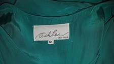 Womens 12 vtg Ashlee Calif 90s Teal Green Tank Dress Sleeveless Crepe Midi USA