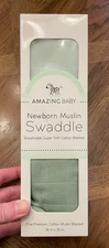 NEW Amazing Baby Newborn Muslin Swaddle Premium Cotton Soft Blanket 36"x36"