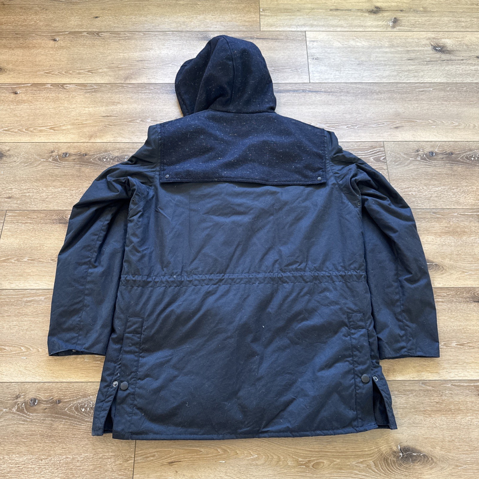 Barbour Tweed Durham Wax Jacket Mens XXL Navy Blue Country