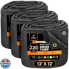 Xpose Safety Heavy Duty Mesh Tarp 12' x 12' (3-Pack) – Multipurpo