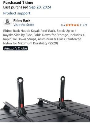 #ad Rhino Rack Nautic Kayak roof rack $135.00