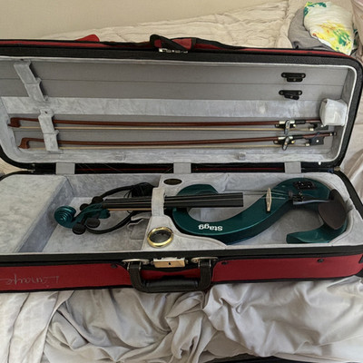 Stagg Electric Violin EVN 4/4 Size 4-String Right-Handed Green w/ Case & Bow