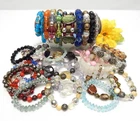 VINTAGE TO NOW FASHION/COSTUME JEWELRY BEADED BRACELET LOT, ASSORTED MATERIALS