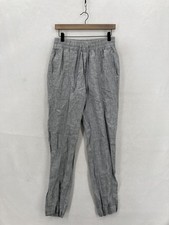 Athleta Retreat Linen Ankle Pants Womens XS Tall Jogger Gray Taper Drawstring