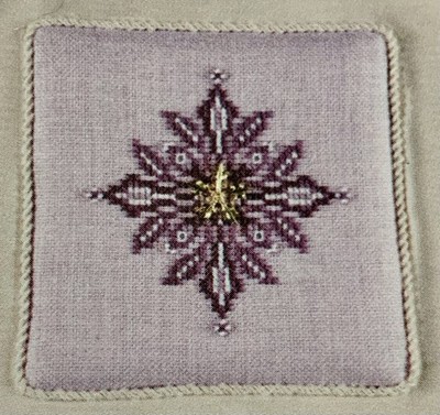 Just Nan Kari s Snowflake Cross Stitch Pattern Card with Snowflake Charm & Beads