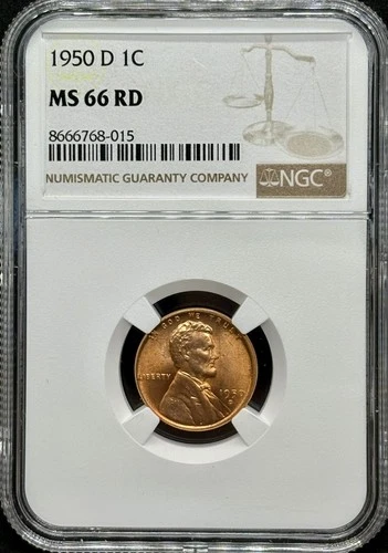1950-D Lincoln Head Wheat Cent NGC MS 66 RD Red Denver Mint GEM BU Nice!