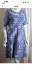 Talbots Sz M 8/10 French Blue Gorgeous White Knit Mosaic Dress