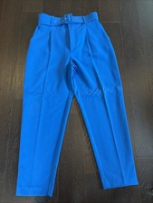Zara Womens Size Medium Belted High-Waist Blue Trousers Dress Pants
