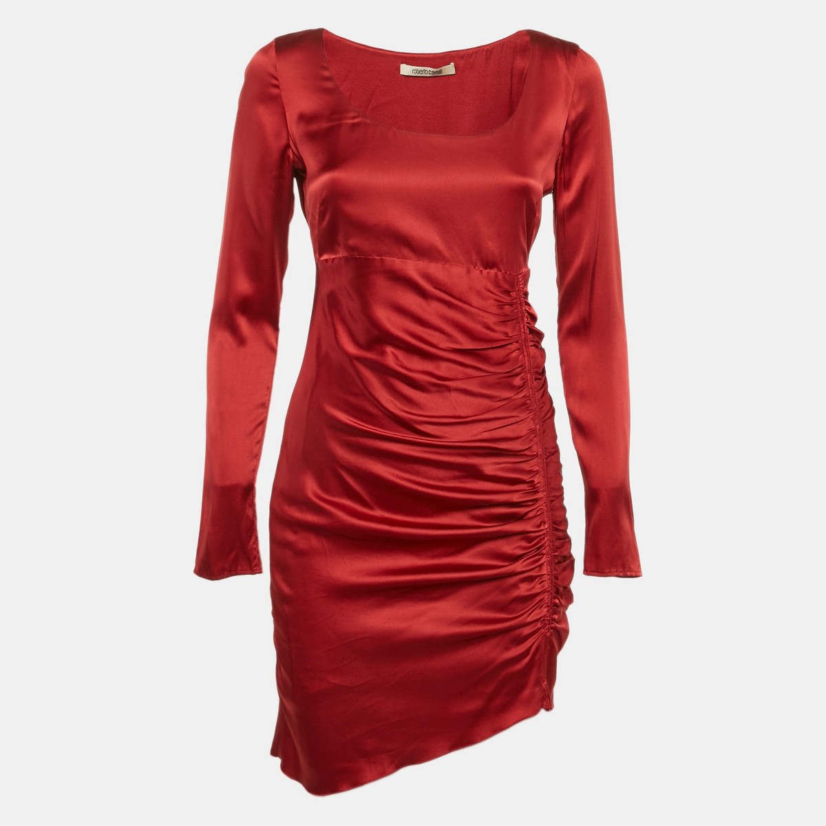 VIP【関税送料無料】希少 ROBERTO CAVALLI RED SILK DRESS Roberto Cavalli Red Satin Silk Ruched Mini Dress S | eBay