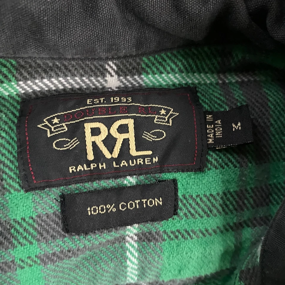 RRL Ralph Lauren Shirt Mens Medium Flannel Double Flap Work Utility Plaid Cotton - Image 3 of 4