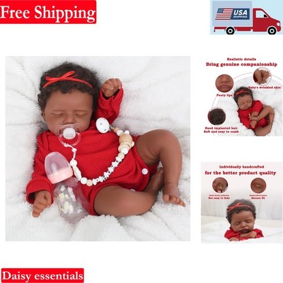 Realistic 18 Inch Reborn Baby Doll African American Sleeping Newborn Kids Toy