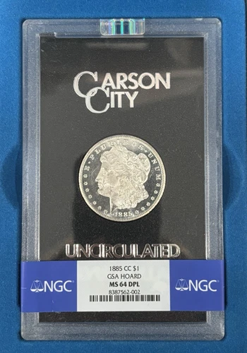 1885-CC GSA MORGAN DOLLAR NGC MS64 DMPL COMPLETE BOX & CARD