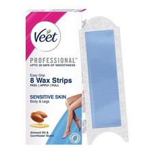 Veet Professional Unisex Full Body Wax Strips for Sensitive Skin-8 Strips in 1Pc