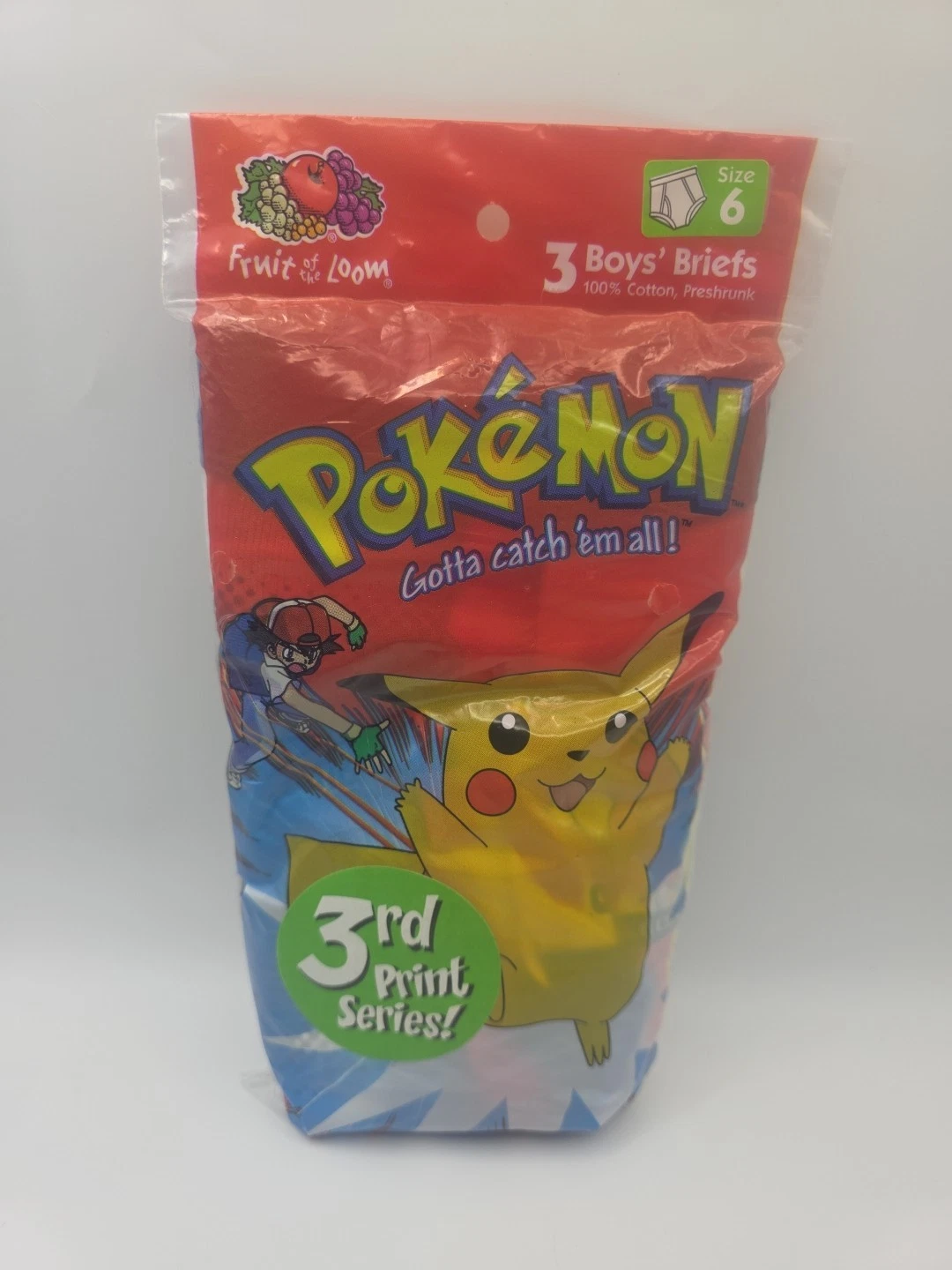 サイズ 6 男の子用 フルーツオブザルーム ファンパル ポケモン ブリーフ 下着 VTG 1999 レア - 画像2/6