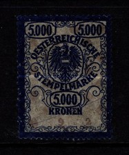 Austria 1922 5,000k Revenue Used / Pelure Paper - S50310