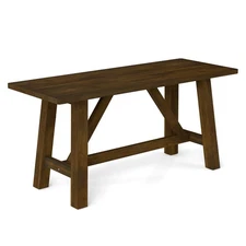 Wooden Dining Bench Farmhouse Shoe Bench Entryway Seat w/Rubber Wood Frame