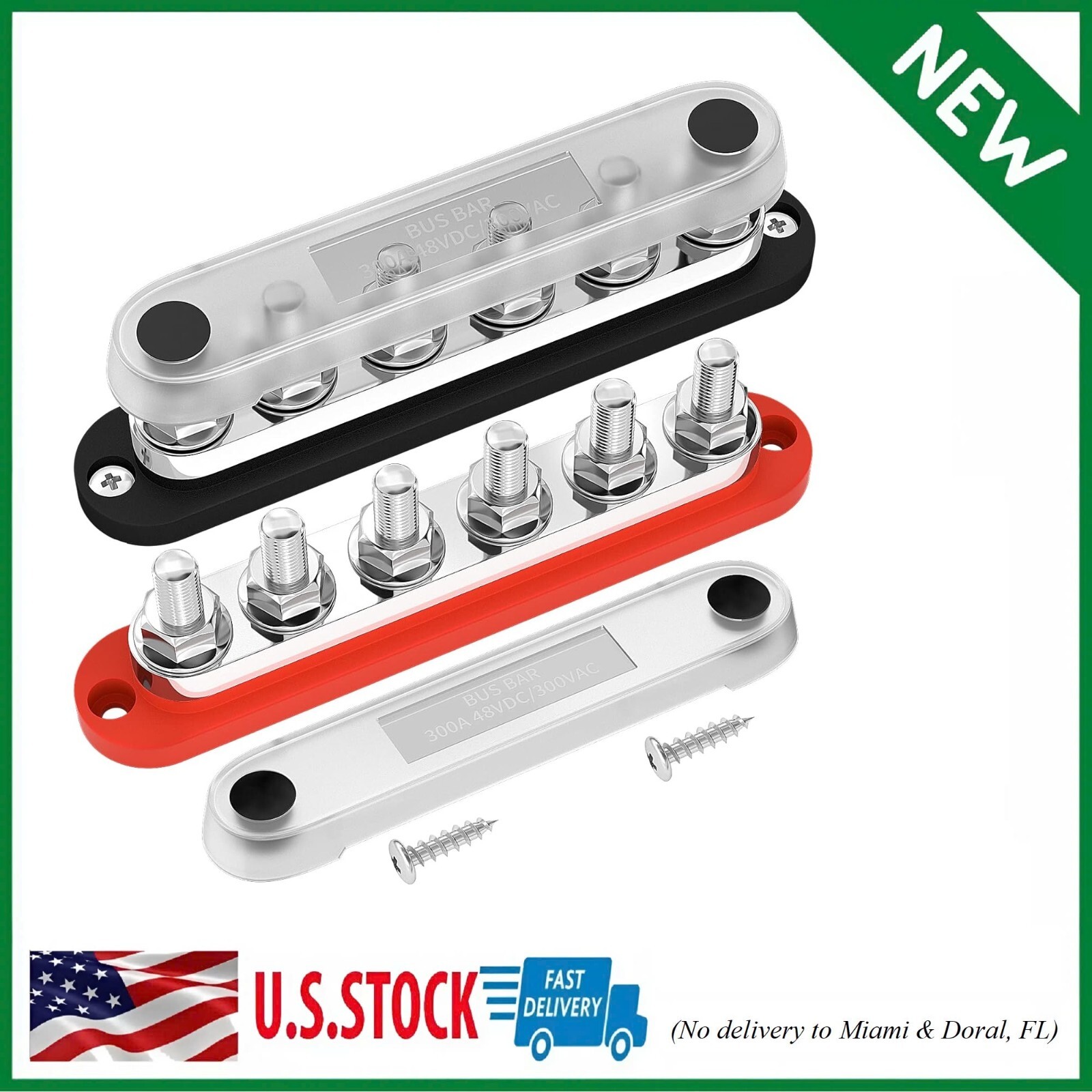 DaierTek 300A Bus Bar 12V Marine Power Distribution Block with 300A-M10