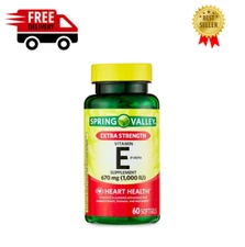Spring Valley Vitamin E Softgels, 670 Mg (1000 IU)- 60 Count