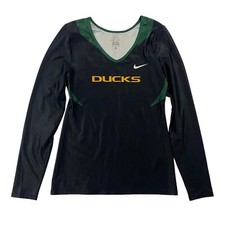 Nike Dri-Fit University Of Oregon Ducks V-Neck T-Shirt Size M L/S Stretch